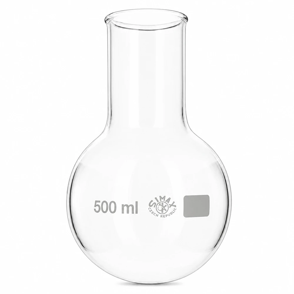 Pallone a fondo tondo da 500 ml a collo largo Pallone a fondo tondo, collo largo 500ml Vetreria da laboratorio resistente al calore per riscaldamento e reazioni
