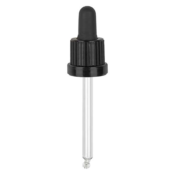 Pipetta contagocce in vetro nero/nero 18 mm PL78 OVII Pipetta contagocce in vetro nero/nero 18 mm PL78 OVII