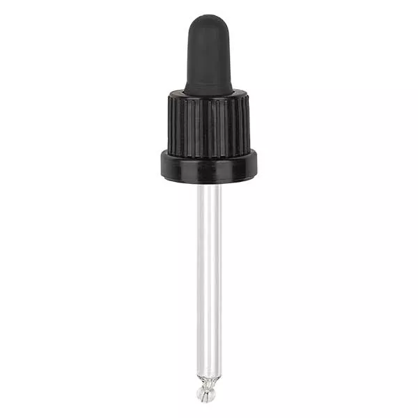 Glas-Tropfpipette schwarz/schwarz 18mm PL78 OVII