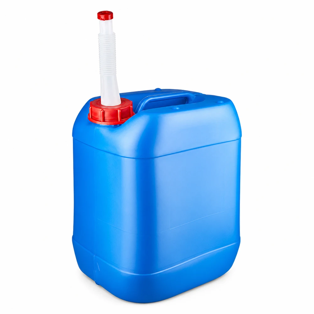 Stapelbarer 20 Liter Kanister blau mit Flex-Rohr ideal für Wasser Benzin und Chemikalien