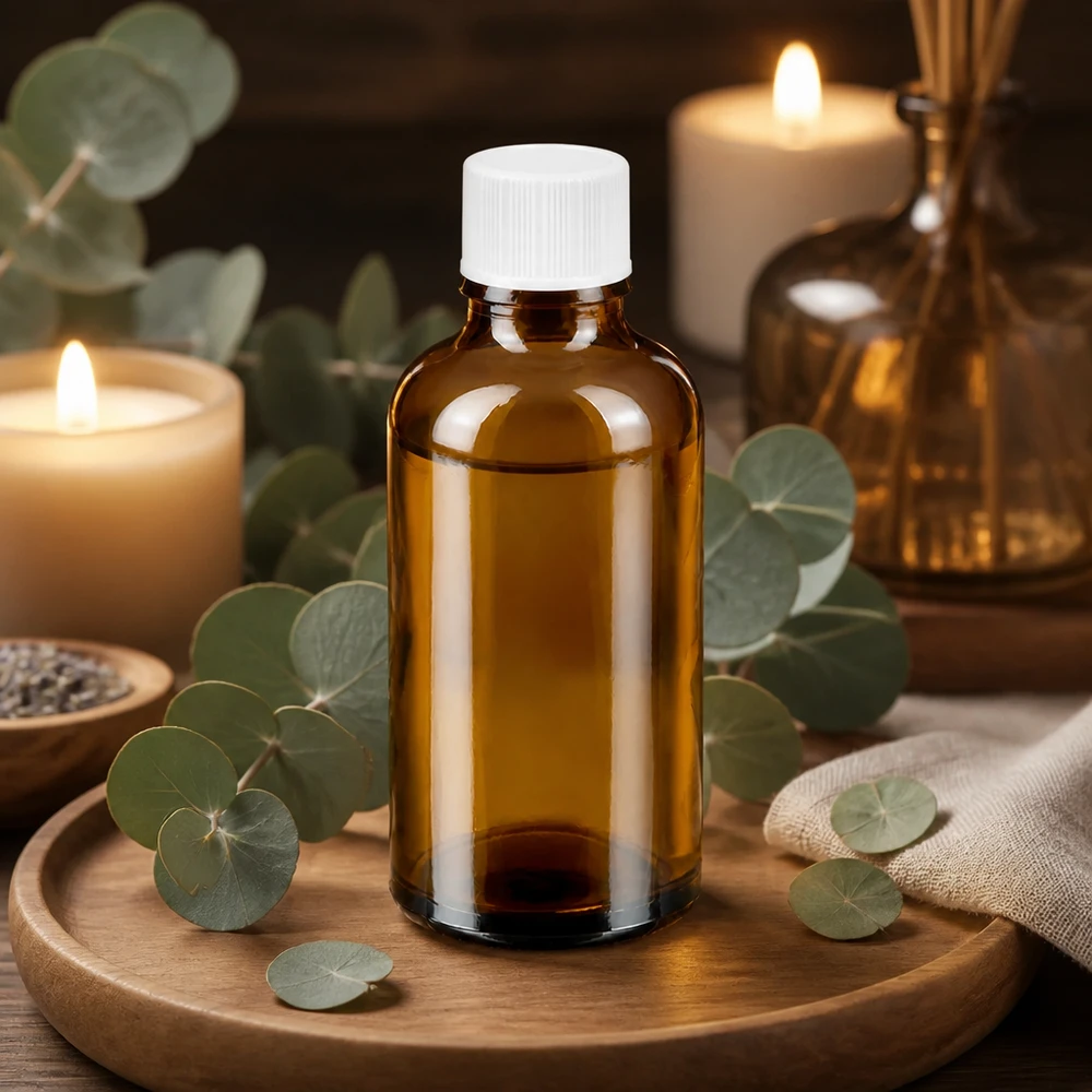 Flacone da 50 ml con tappo standard da 11 mm, in vetro ambrato di alta qualità per l'aromaterapia.