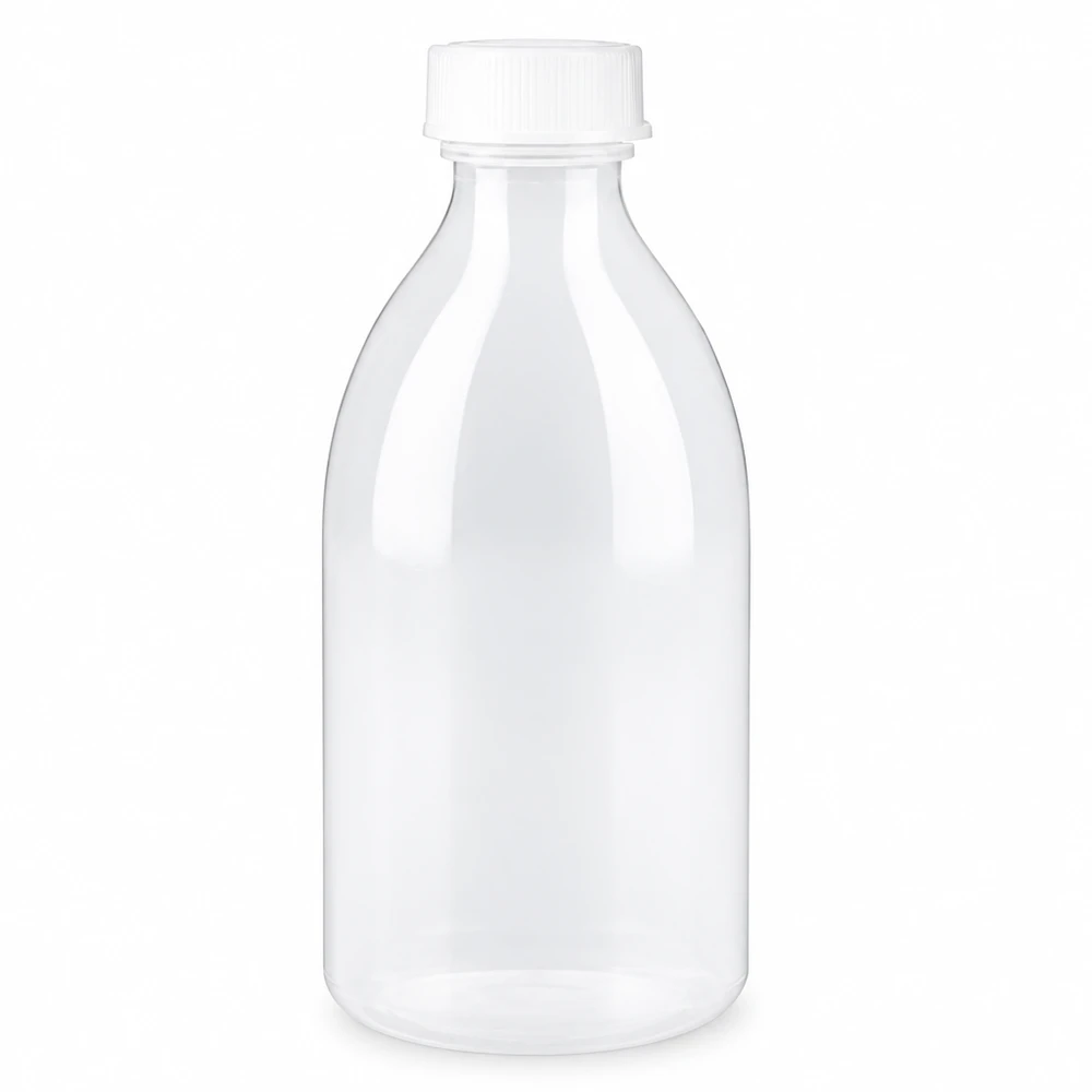 250ml Schraubflasche, Enghals Laborflasche Klare Kunststoff-Enghals-Laborflasche 250ml mit Schraubverschluss in Weiß