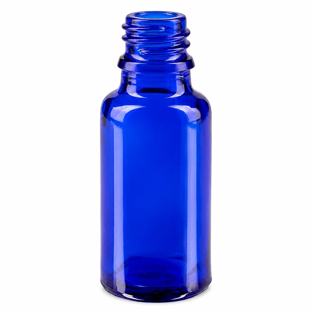 Flacon avec compte-gouttes 20 ml DIN18 - verre bleu Bouteille ApoGlas 20ml d'un bleu intense pour conserver les substances actives en toute sécurité