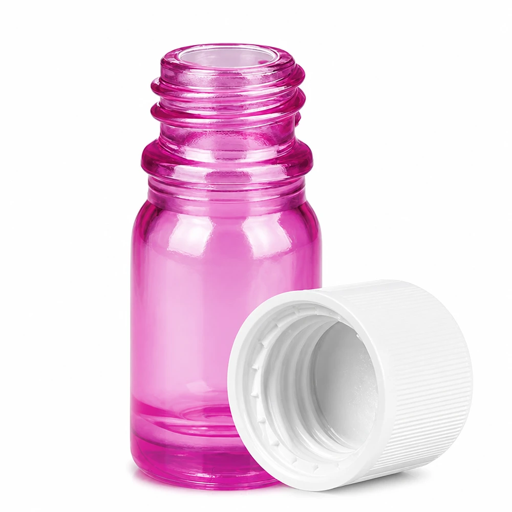 5ml Flasche 11mm Schraubverschluss weiß Standard Kindersicher PurpleLine UT18/5 Violette Miniatur-Glasflasche 5ml Volumen ideal für Reise und kleine Portionen