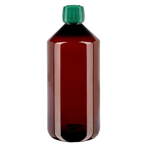 Bottiglia PET 1000ml con tappo verde OV Bottiglia PET 1000ml con tappo verde OV