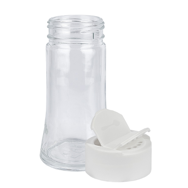 Barattolo per sale e spezie da 95 ml con doppio dosatore, bianco Barattolo per sale e spezie da 95 ml con doppio dosatore, bianco