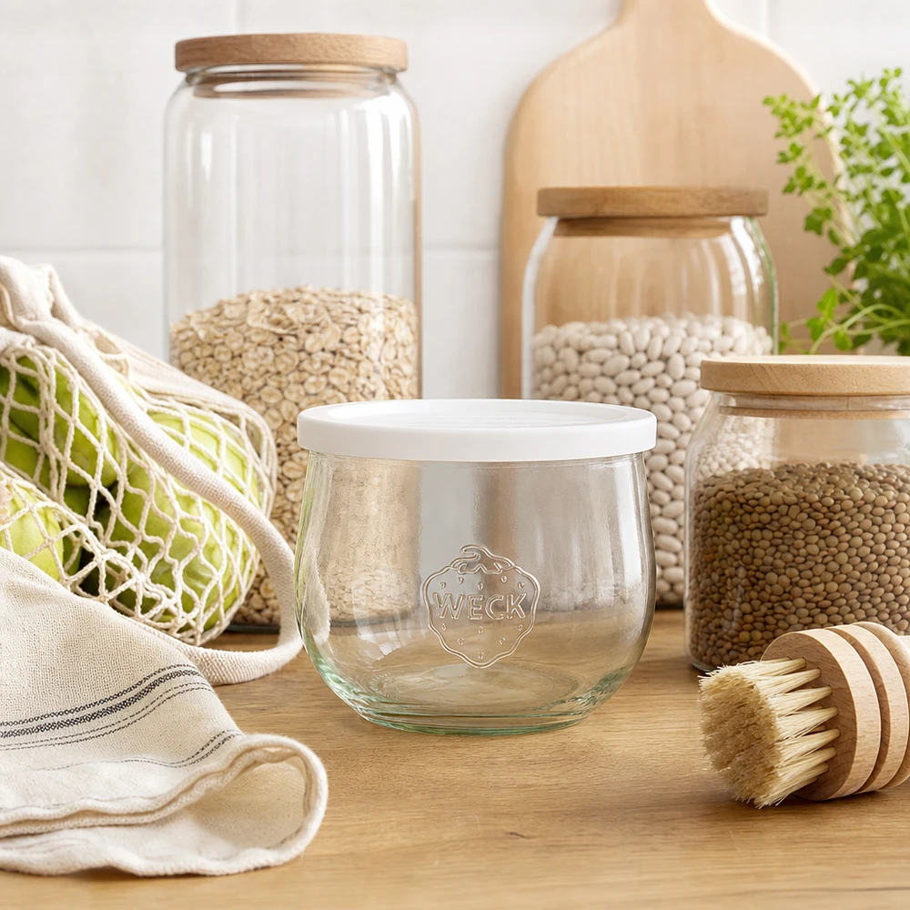 Vasetto a tulipano da 580 ml con coperchio salvafreschezza WECK RR100 Barattolo WECK tulipano 580ml RR100 per conservare legumi e cereali in una cucina sostenibile a spreco zero