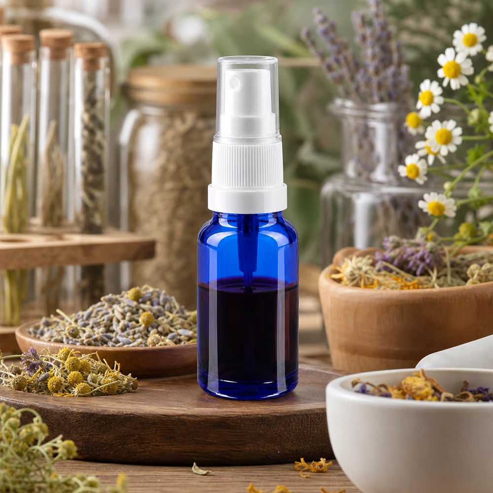 10ml Sprayflasche weiß/transparent Standardverschluss BlueLine UT18/10 10ml Sprühflasche mit robustem Glasmaterial für langlebige Aufbewahrung von Essenzen
