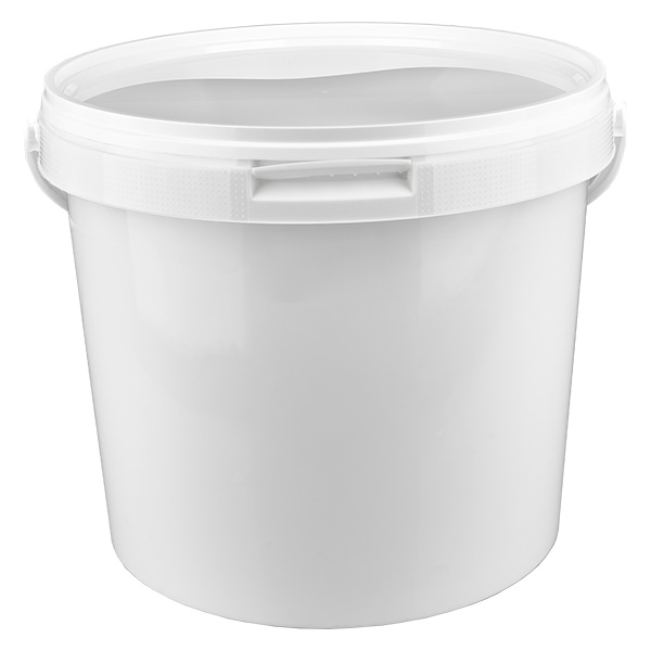 Secchio in plastica PP bianco da 5,6L con coperchio Secchio in plastica PP bianco da 5,6L con coperchio