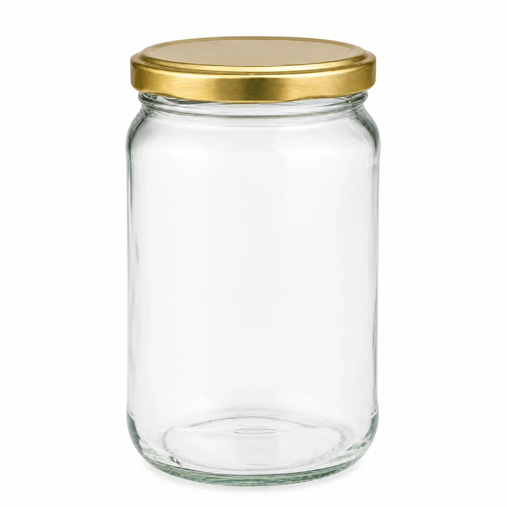305ml Rundglas mit BasicSeal Deckel gold UNiTWIST 305ml Rundglas mit goldenem BasicSeal Deckel UNiTWIST - leeres Einmachglas aus klarem Glas für Marmelade und Honig