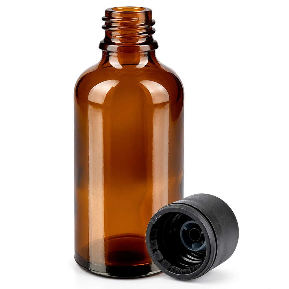 30ml Flasche 6mm Schraubverschluss schwarz Standard BrownLine UT18/30 Lichtschützende 30ml Braunglasflasche mit schwarzem Deckel für pharmazeutische Anwendungen