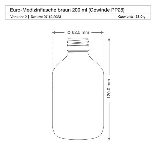 Flacone per medicinali da 200 ml marrone, con atomizzatore a pompa bianco ApoGlas Flacone per medicinali da 200 ml marrone, con atomizzatore a pompa bianco ApoGlas