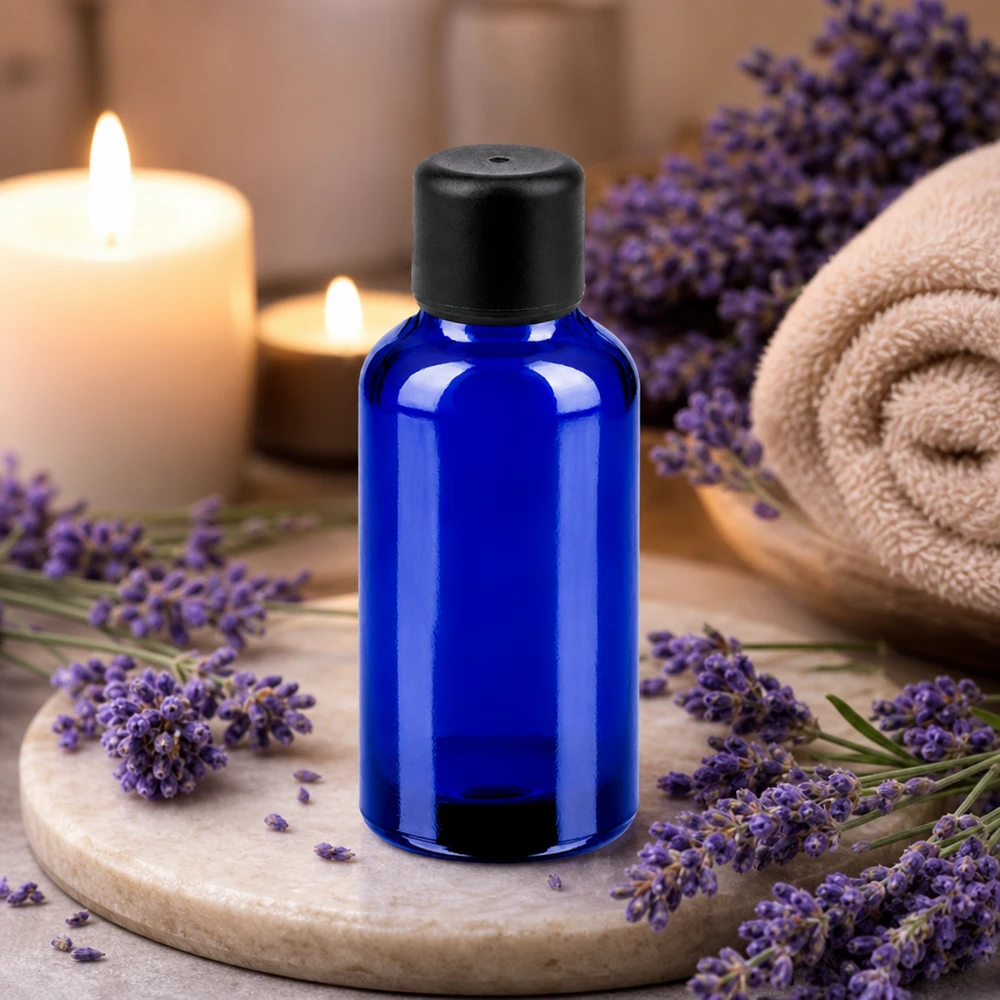 Flacone professionale in vetro ambrato da 30 ml in blu per laboratori e applicazioni farmaceutiche