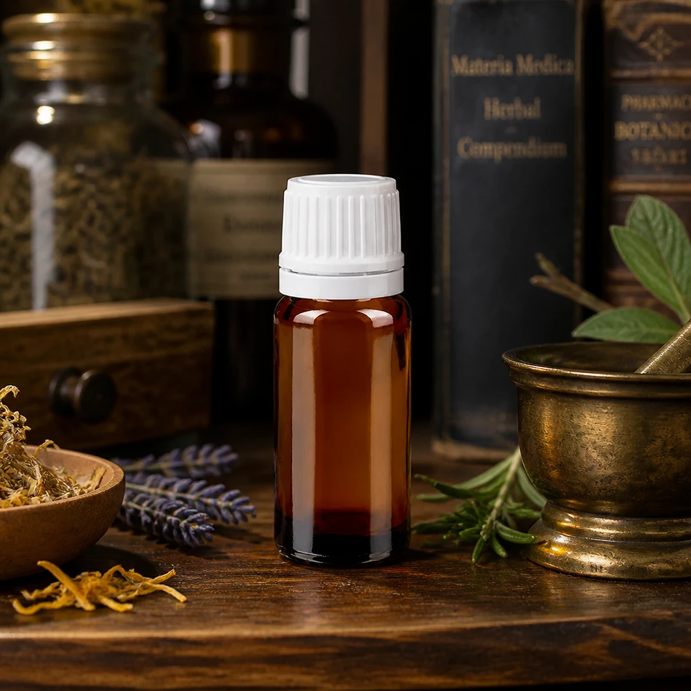Kompakte Lagerflasche 10ml Braunglas weißer Sicherheitsverschluss für ätherische Öle Kräuter