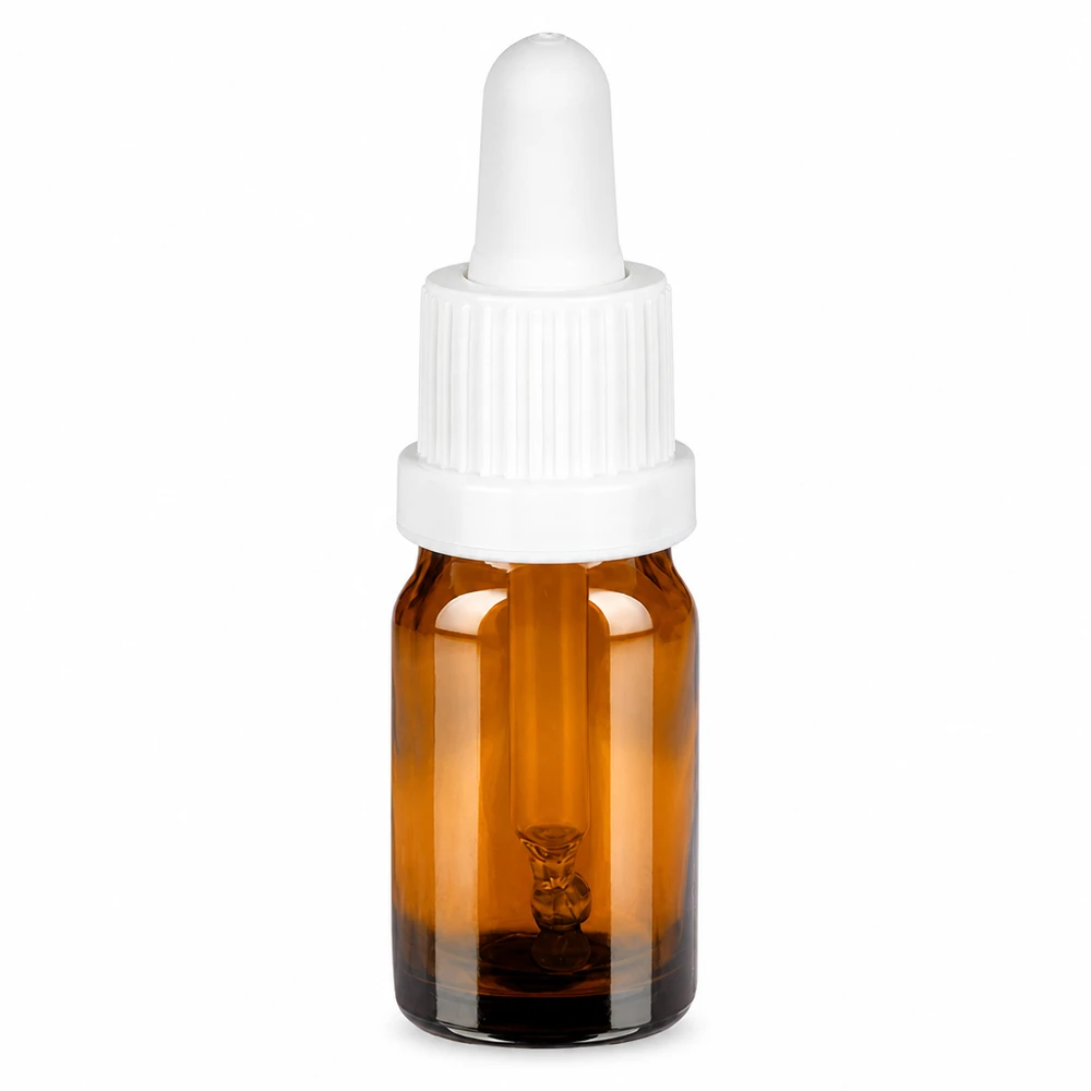 5ml Pipettenflasche weiß Originalitätsverschluss BrownLine UT18/5 UV-Schutz Pipettenflasche 5ml braunes Glas mit weißem Tropfverschluss für Öle und Tinkturen