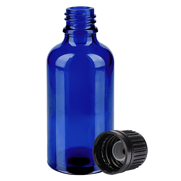 50ml Globuliflasche 3mm Giessring schwarz Originalitätsverschluss BlueL. UT18/50