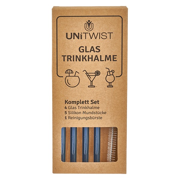 Set di cannucce in vetro blu con punte morbide UNiTWIST Set di cannucce in vetro blu con punte morbide UNiTWIST