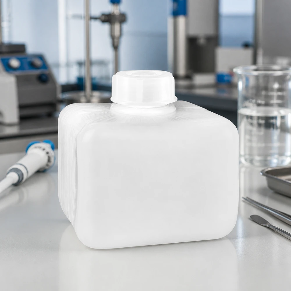 Flacon à produits chimiques 250 ml à col étroit, PEHD couleur naturelle, avec bouchon GL 28 Flacon de produits chimiques compact de 250 ml en PE-HD, à col étroit, empilable et peu encombrant, pour les étagères de laboratoire
