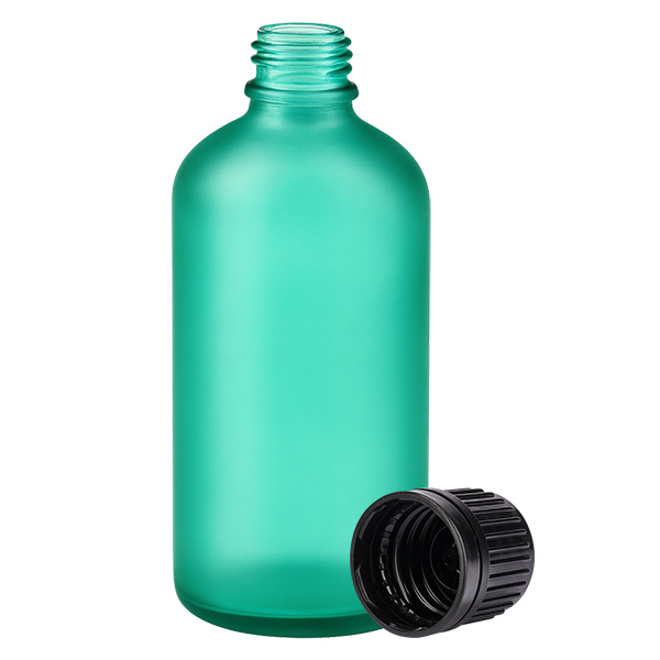 100ml Flasche 11mm Schraubverschluss schwarz Originalitätsverschluss GreenL. UT18/100