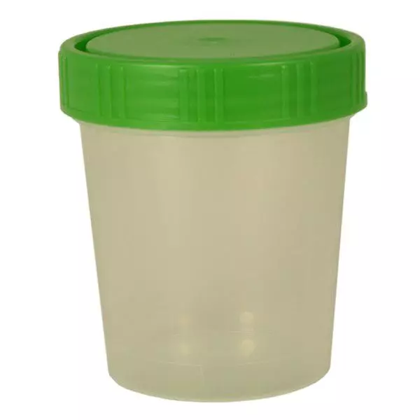 Urinbecher natur 125ml mit grünem Schraubdeckel Urinbecher natur 125ml mit grünem Schraubdeckel
