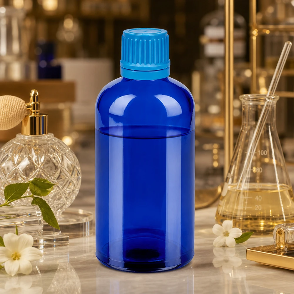 100ml Flasche 11mm Schraubverschluss blau Originalitätsverschluss BlueLine UT18/100 Hochglänzende 100ml Glasflasche in Kobaltblau mit ergonomischem Schraubverschluss