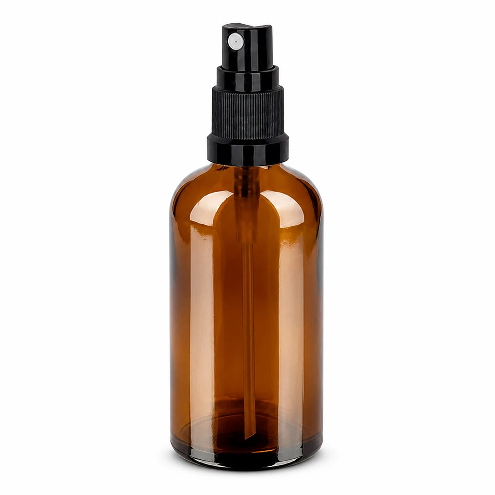 Flacone da farmacista marrone da 100 ml con nebulizzatore per sostanze fotosensibili