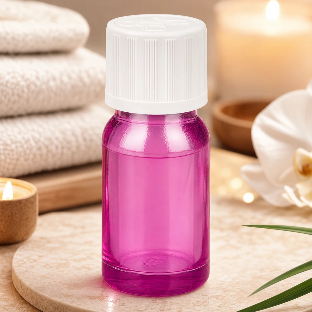 Piccolo flacone contagocce trasparente da 10 ml in fucsia con apertura di dosaggio precisa da 1,2 mm