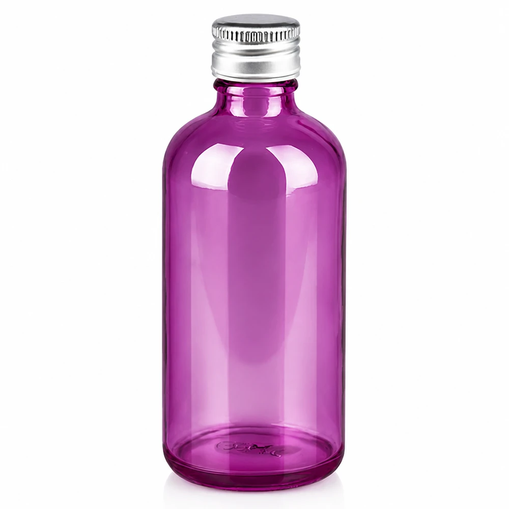 Flacone compatto da 100 ml di colore viola per sieri profumati e prodotti cosmetici liquidi