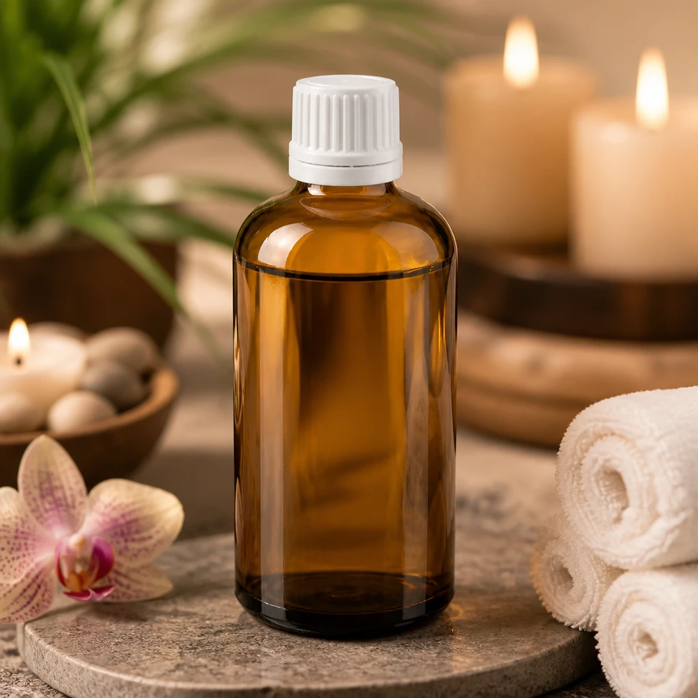 100ml Tropfflasche 0.7mm weiß Originalitätsverschluss BrownLine UT18/100 Elegante 100ml Tropfflasche in Braunglas-Optik für professionelle Dosierung