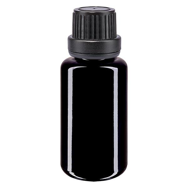 Apothekenflasche violett 20ml Tropfverschluss Giessring 2mm schwarz Originalitätsverschluss