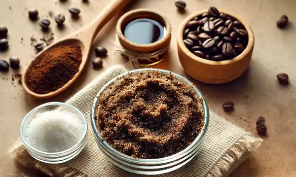Exfoliant DIY pour les lèvres à base de bicarbonate de soude, de café et d'huile de coco