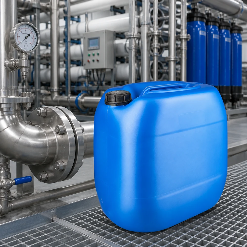 Lebensmittelechter 30L Kanister blau mit sicherem OV-Schraubverschluss für Wasseraufbereitung