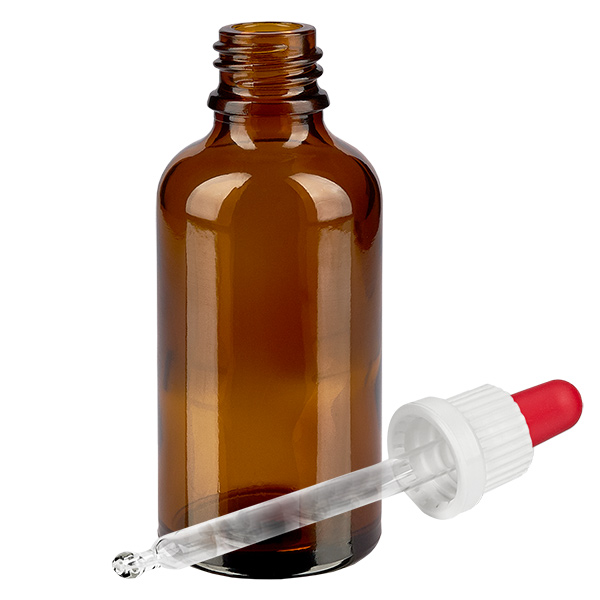 50ml Pipettenflasche weiß/rot Originalitätsverschluss BrownLine UT18/50