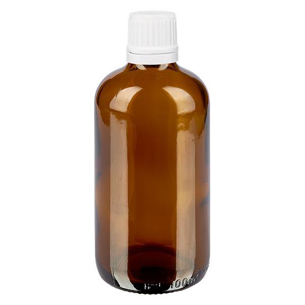 Flacone contagocce marrone 100ml OV bianco/0,7mm ApoGlas Flacone contagocce marrone 100ml OV bianco/0,7mm ApoGlas