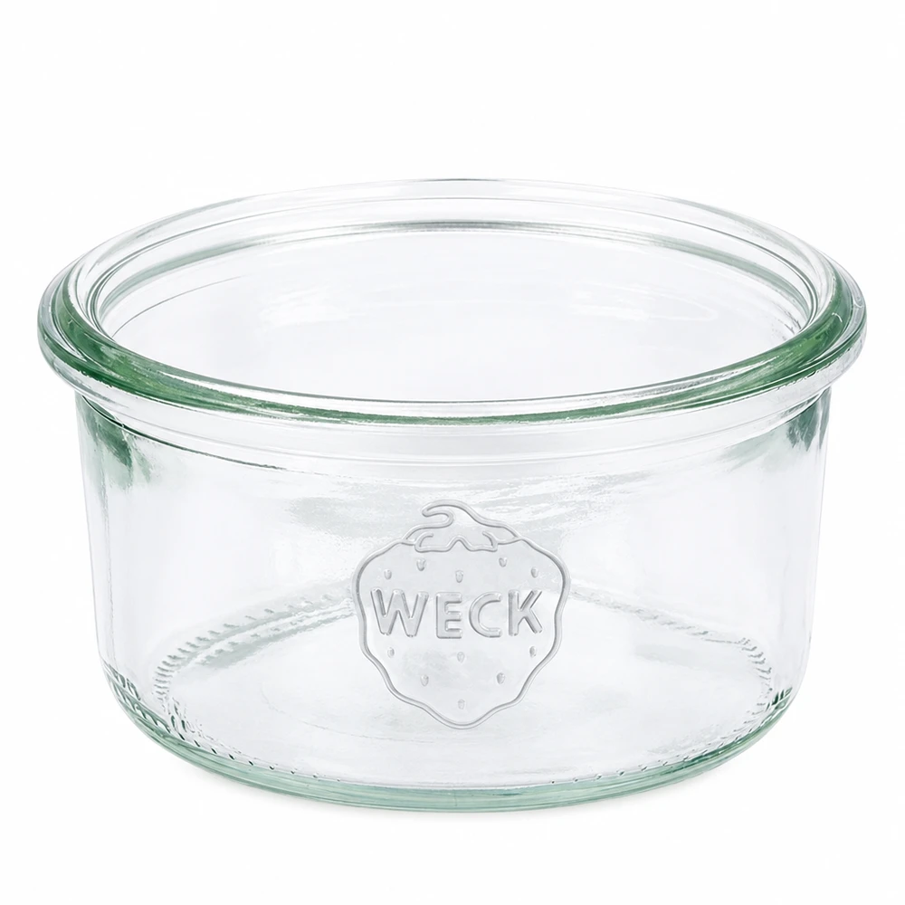 Barattolo con collo inclinato WECK RR80 da 165 ml WECK 165ml RR80 vaso in vetro trasparente con logo in rilievo per la conservazione e lo stoccaggio