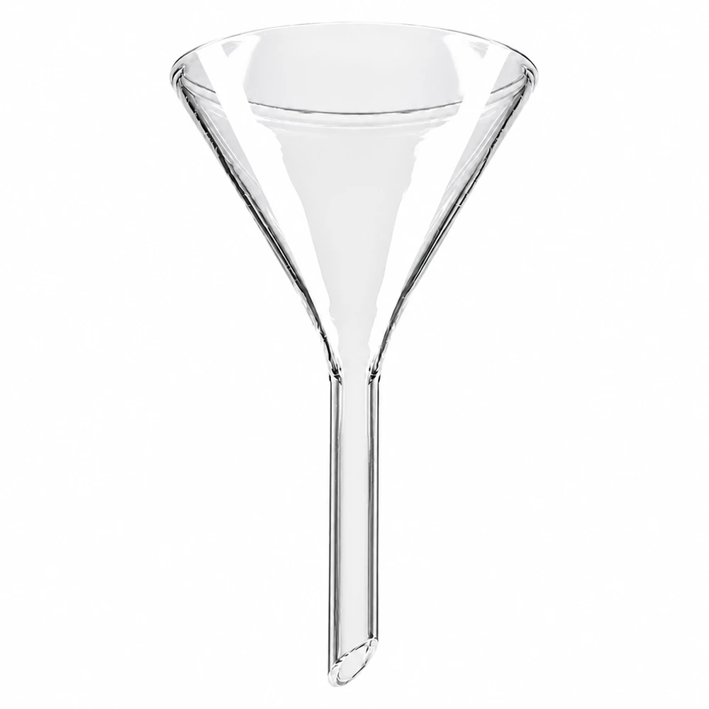 Imbuto in vetro borosilicato di 55 mm di diametro con angolo di 60 gradi per uso di laboratorio