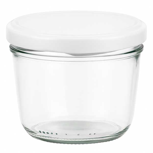 Vaso mason da 230 ml con coperchio BasicSeal bianco - vaso di vetro per marmellate e conserve