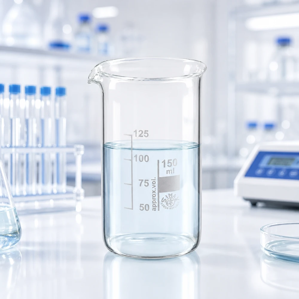 Becher da laboratorio trasparente da 150 ml, modello alto, con graduazione da 50 a 125 ml, in vetro borosilicato