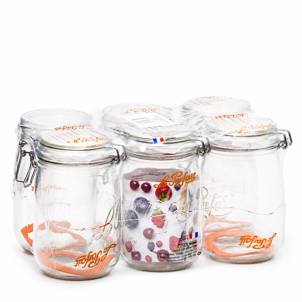 Vasetto Le Parfait® 1 L Ø85 mm conserve Barattolo di conservazione Le Parfait Super 1000ml con tappo girevole Set di 4 in vetro trasparente made in France