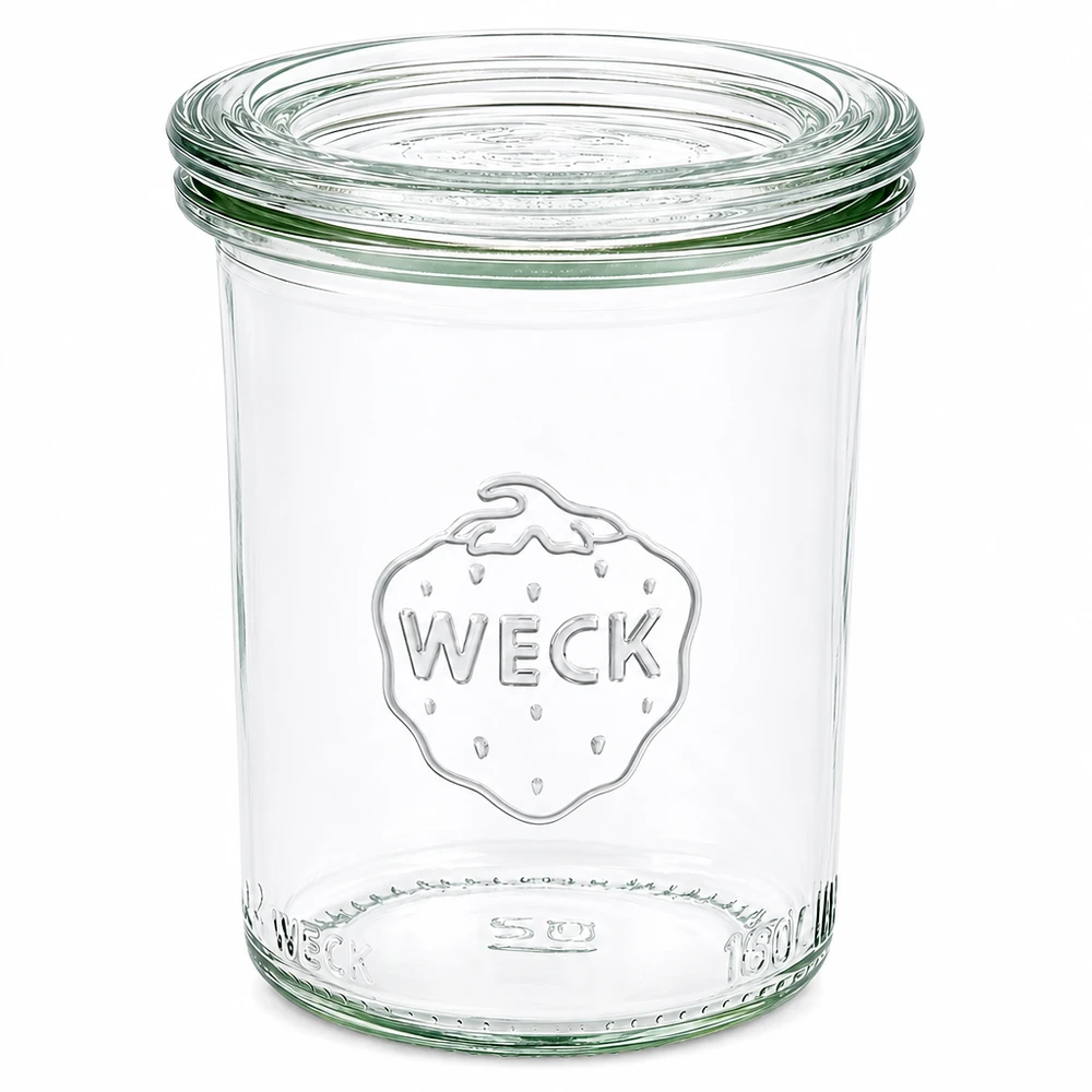 Bocal en verre de 160 ml avec couvercle en verre WECK RR60 160ml WECK Sturzglas RR60 mit Glasdeckel, transparent, eingewecktes Glas für Marmelade und Konserven