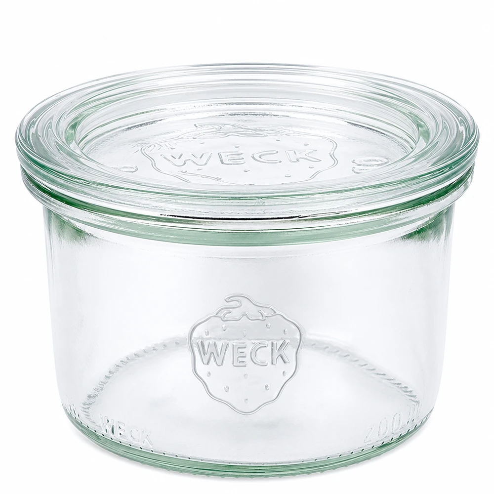 WECK Vaso da 200 ml con coperchio in vetro RR80 Vaso da 200 ml trasparente per la conservazione e lo stoccaggio