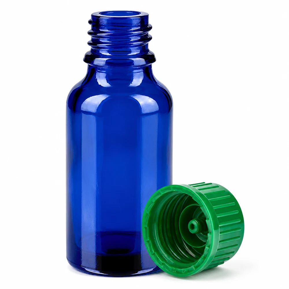 Flacone da 20ml 11mm SV verde STD BlueLine UT18/20 Flacone analizzatore da 20 ml in vetro blu cobalto con tappo verde rimovibile 11 mm SV STD