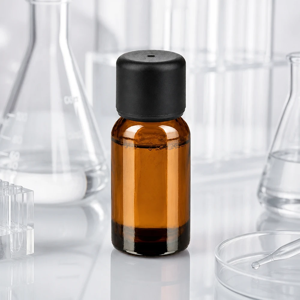 Flacone compatto da 10 ml in vetro ambrato con apertura di 6 mm per un dosaggio preciso dei principi attivi