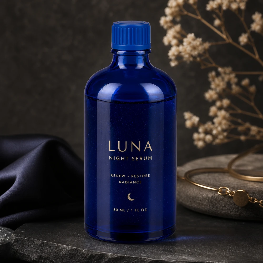 100ml Flasche 11mm Schraubverschluss blau Standard BlueLine UT18/100 Stilvolle 100ml Glasflasche in Kobaltblau für Premium-Kosmetikserien und Naturkosmetik