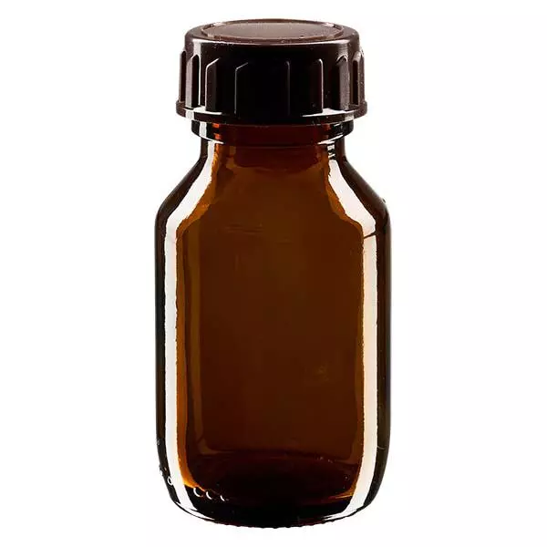 Flacon médical de 50 ml avec bouchon marron Flacon médical de 50 ml avec bouchon marron