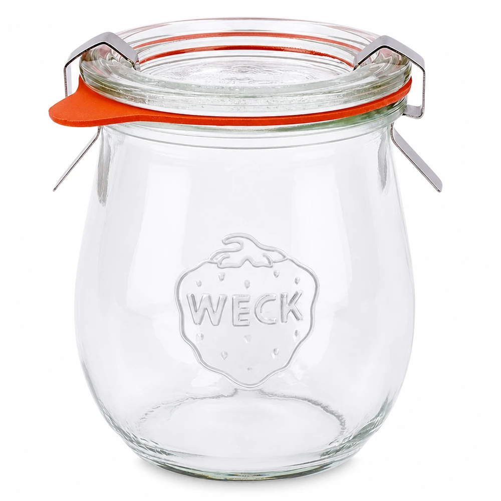 Vaso a tulipano da 220 ml completo WECK RR60 WECK vaso a tulipano 220ml RR60 vaso per conserve con coperchio in vetro anello di gomma e fascette set completo