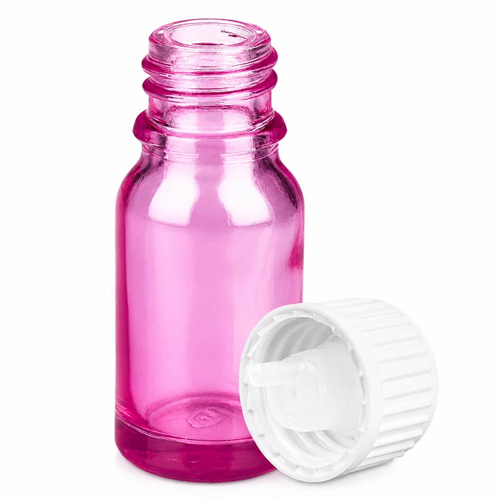 10ml Tropfflasche 0.9mm weiss Standard PurpleLine. UT18/10 10ml Tropfenflasche aus violettem Glas mit UT18/10 Gewinde für DIY Kosmetik