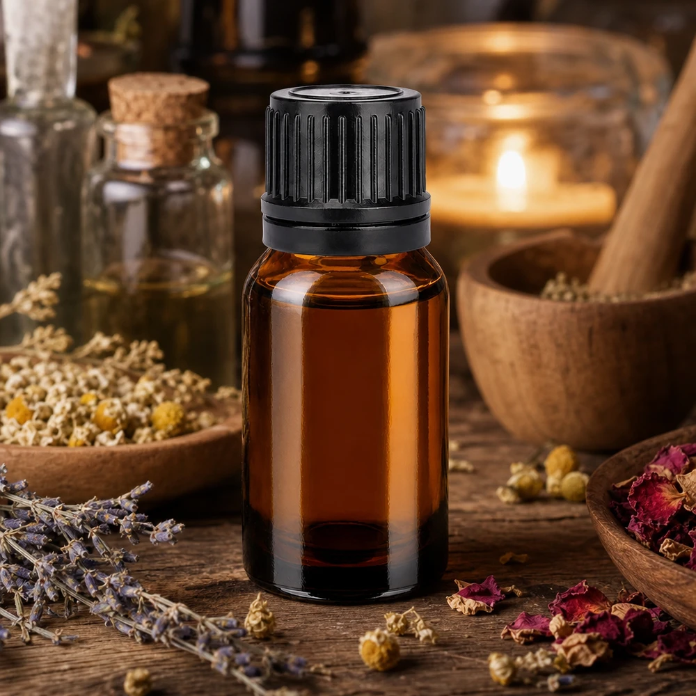 Flacone in vetro SV BrownLine da 10 ml con apertura di 11 mm, ideale per dosare con precisione gli oli essenziali.