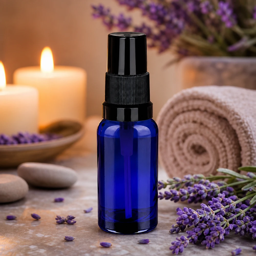 Flacone spray BlueLine da 20 ml con design ergonomico per una facile manipolazione e applicazione.