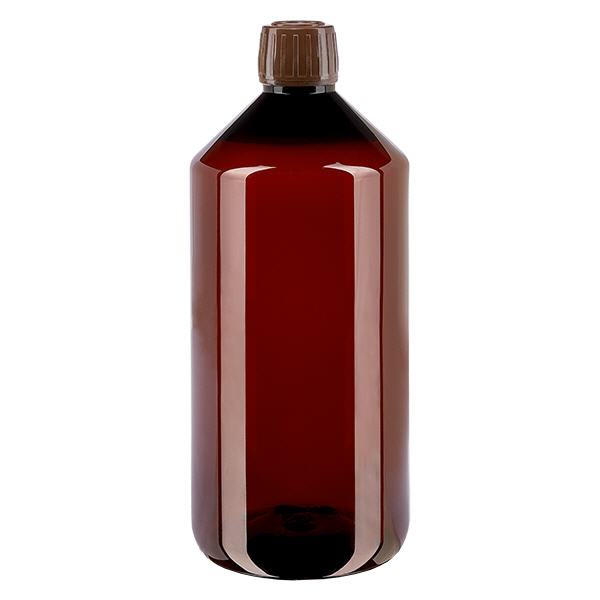 PET Flasche 1000ml mit braunem Verschluss Originalitätsverschluss